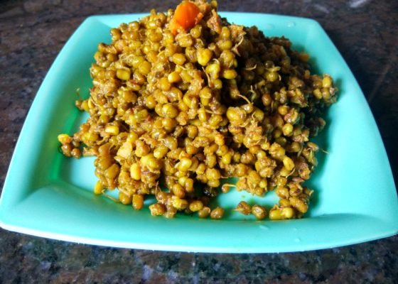 Moong Sprouts Dry Bhaji Recipe