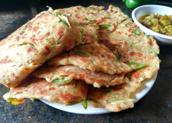 Cabbage Capsicum Onion Paratha Recipe